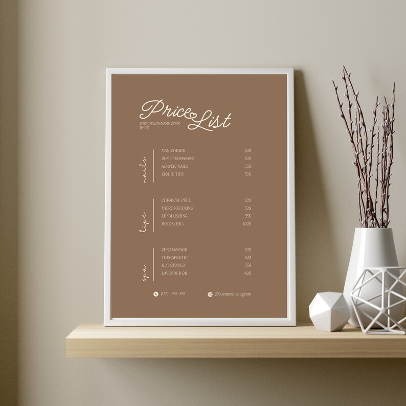 Price List Sign Editable Canva Template Price List for Small Business ...