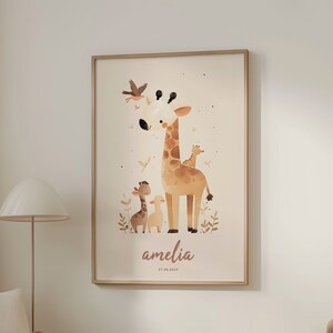 Giraffe Nursery Wall Art Printable, Animal Baby Poster, Cute Giraffe Print, Nursery Art Print, Printable Digital Poster