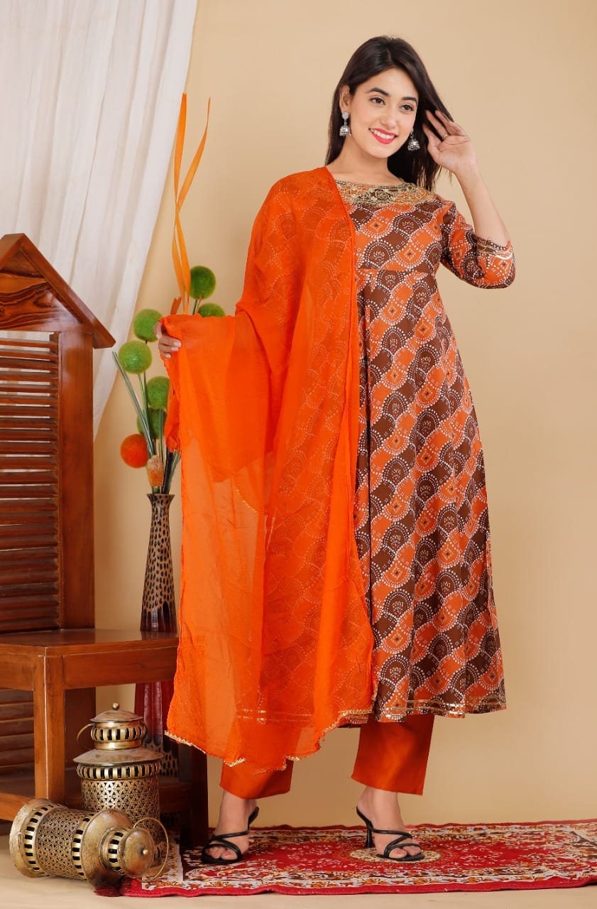 Shop orange Banarasi Silk kurta for women | The Indian Couture