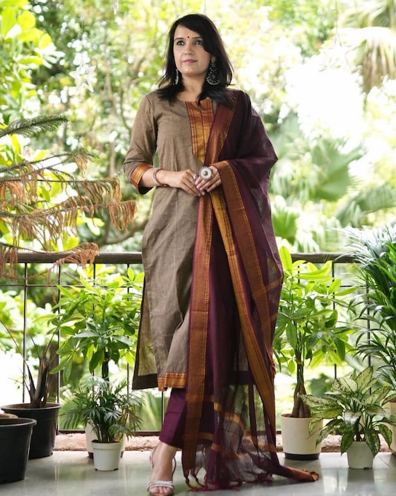 Women's Handloom South Cotton Dress Material & Salwar Suits. Summer  Collection Chudidhar material