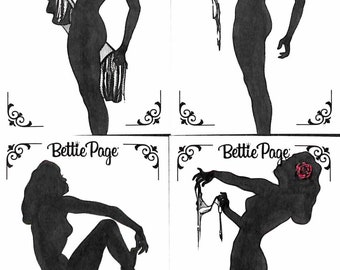 Bettie Page Dynamite Deluxe Ultra Premium Sketch Card Carlos Puzzle 4 Card