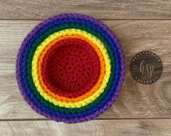 CROCHET PATTERN / Rainbow Nesting Bowls / Easy Crochet Pattern / Beginner / In the Round / Toy for Kids / Jewelry Storage / Scrap Yarn