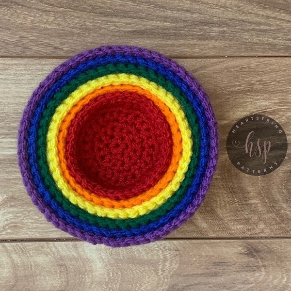 CROCHET PATTERN / Rainbow Nesting Bowls / Easy Crochet Pattern / Beginner / In the Round / Toy for Kids / Jewelry Storage / Scrap Yarn