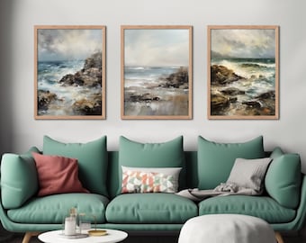 Beach Wall Art Set, Landscape Prints Set, Set of 3 Coastal Prints, Coast Photography, Modern Wall Art, Beach House Wall Decor, Ocean Print
