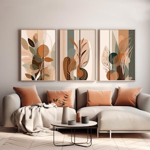 Boho Home Decor Neutral, Gallery Wall Art Set Of 3, Mid Century Modern Prints, Bohemian Decor Wall Art Prints, Printable Wall Art,