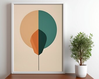 Abstracte geometrische Bauhaus-galerijkunst aan de muur Coole retro-galerijkunst Bauhaus-posters Kantoordecor Geometrische kunst Groen Oranje