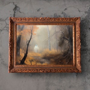 Ghost in autumn forest, Ghost oil painting, Vintage Halloween wall art, Halloween Wall Art, Printable Halloween Rustic, Halloween Decor