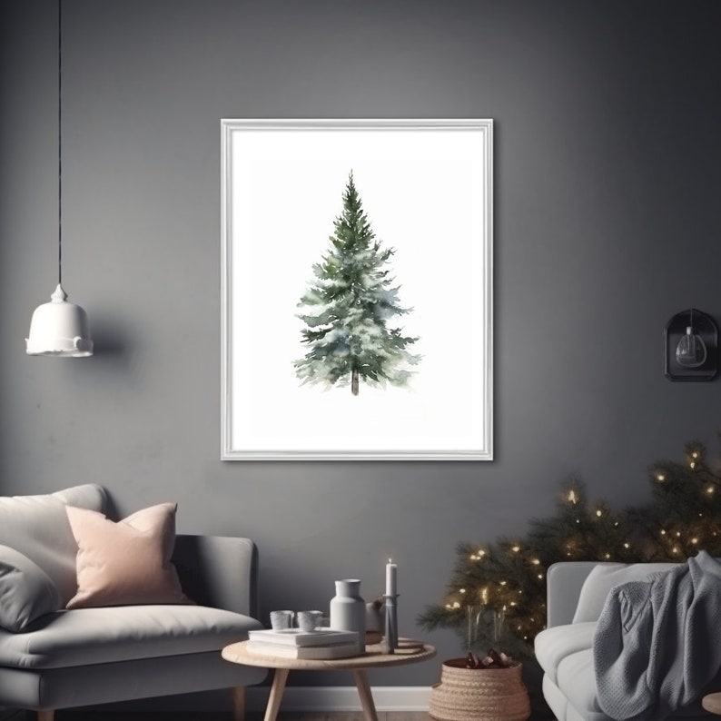 EXCOOL Weihnachts-Wandbild – Winterkiefern Druck 30,5x40,6 Cm, Vintage Dekoration Für Wohnzimmer & Feiertage