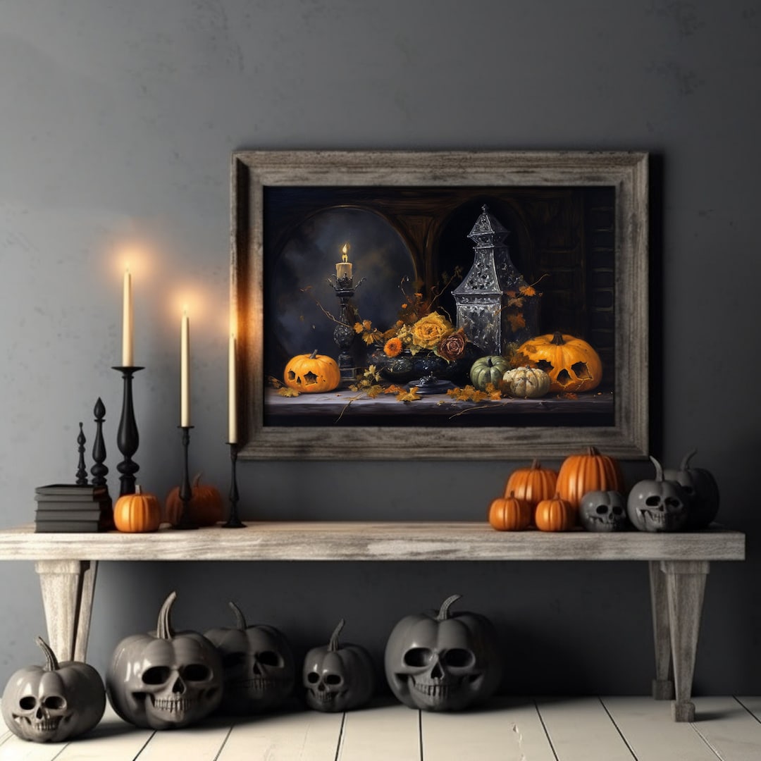 Gloomy Still Life Vintage Halloween Wall Art Printable Etsy