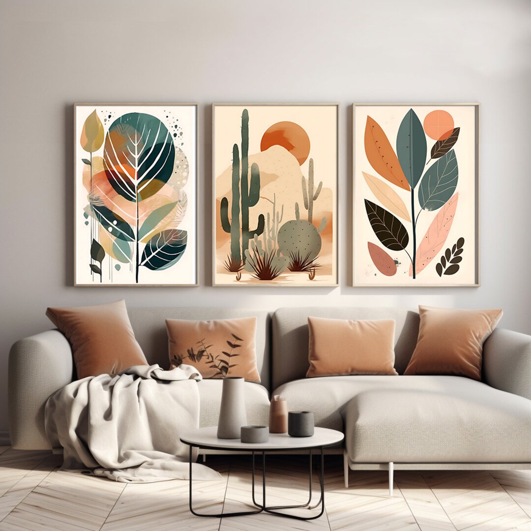Boho Abstract Wall Art Prints, Set of 3 Prints, Boho Wall Art, Neutral ...