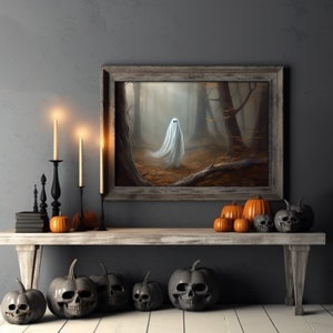 Ghost Halloween Painting, Ghost oil painting, Vintage Halloween wall art, Halloween Wall Art, Printable Halloween Rustic, Halloween Decor