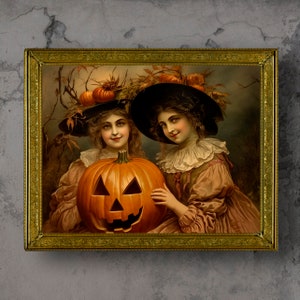 Antique witches painting, witchy wall art, witch wall art, halloween printable wall art, vintage halloween wall art, oil painting