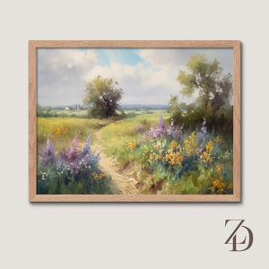 Vintage Landscape wall art, Farmhouse Art, Light Aesthetic Wall Art, Digital Download, Printable Gallery Wall, landscape oil painting