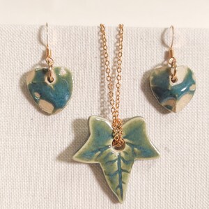 N42B Conjunto de joyas Green leaf pendant