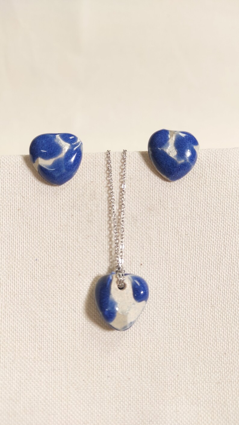 N42B Conjunto de joyas Blue pendantheart