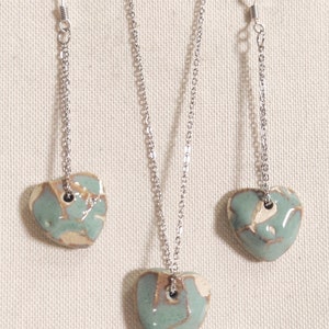 N42B Conjunto de joyas Aqua silver heart