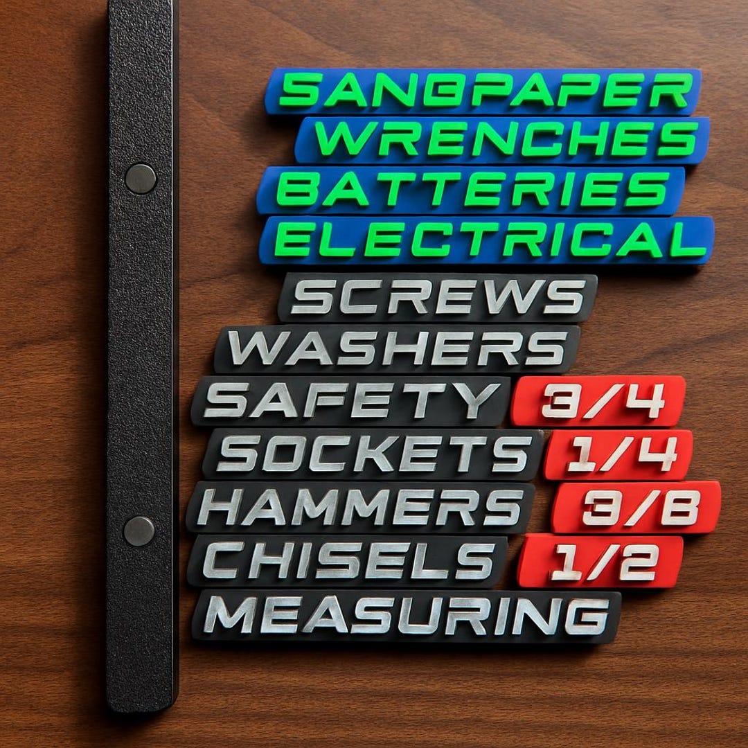 23-PC Magnetic Toolbox Drawer Tags - Reusable 3D Labels For Tool Organization (White)