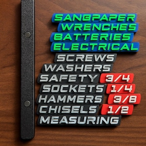 Magnetic Toolbox Labels – Custom 3D Printed Shop Organizer Tags | Durable Magnetic Tool Drawer Label Set