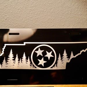 Tennessee Tri-Star Laser Engraved Aluminum License Plate – Volunteer State Design