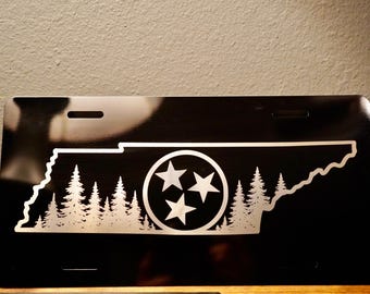 Tennessee Tri-Star lasergegraveerde aluminium kentekenplaat – Volunteer State Design