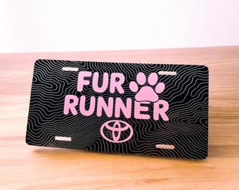 Fur Runner License Plate | Dog Lover Toyota 4Runner Topographic Design