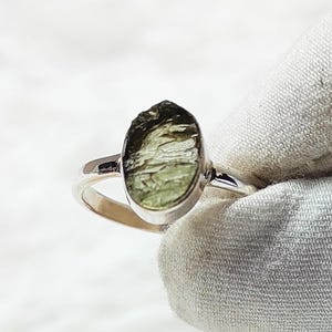 Amazing Moldavite Oval Rough Ring, 100% Natural Gemstone From Czech Republic, 925 Solid Sterling Silver, Handmade Designer Jewelry,Moldavite
