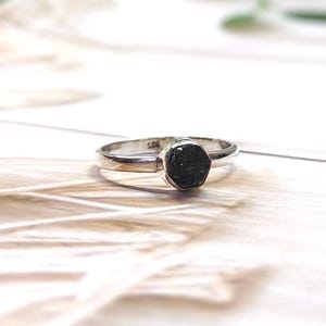 Amazing Natural Black Raw Diamond Hexagon Shape Ring, 925 Silver Ring, Diamond Ring, gift for Her, Mother's day gift, Raw Diamond Ring, Ring