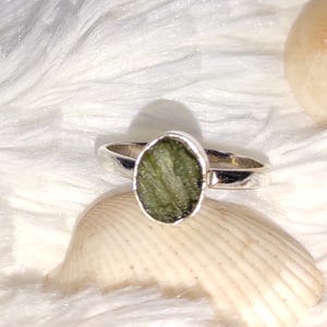 Amazing Moldavite Oval Rough Ring, 100% Natural Gemstone From Czech Republic, 925 Solid Sterling Silver, Handmade Designer Jewelry,Moldavite