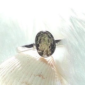 Amazing Moldavite Oval Rough Ring, 100% Natural Gemstone From Czech Republic, 925 Solid Sterling Silver, Handmade Designer Jewelry,Moldavite