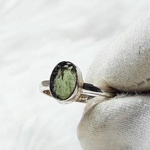 Amazing Moldavite Oval Rough Ring, 100% Natural Gemstone From Czech Republic, 925 Solid Sterling Silver, Handmade Designer Jewelry,Moldavite