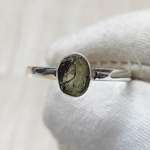 Amazing Moldavite Oval Rough Ring, 100% Natural Gemstone From Czech Republic, 925 Solid Sterling Silver, Handmade Designer Jewelry,Moldavite