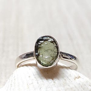 Amazing Moldavite Oval Rough Ring, 100% Natural Gemstone From Czech Republic, 925 Solid Sterling Silver, Handmade Designer Jewelry,Moldavite