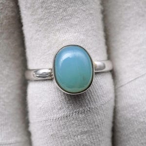 Enlarged Picture Natural Aqua Chalcedony Ring, Ring, Gemstone Jewelry, 925 Sterling Silver Ring, Mother&#39;s Day Gift, Gift For her, Jewelry