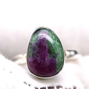 Enlarged Picture Ruby Zoisite Ring Gemstone Ring, 925 Sterling Silver Ring, Handmade Ring, Statement Ring, Birthday Gift for Her