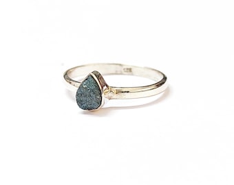 NATURAL Amazing Raw Blue Diamond Ring, Raw Diamond Ring, Ring, Raw Diamond Ring, Rough Blue Diamond Ring, Enlarged Picture, Gift For Her,