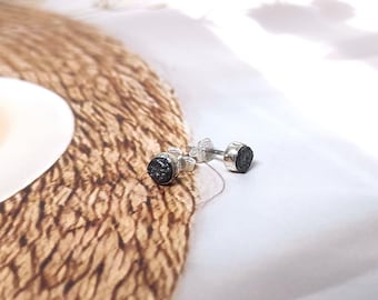 Amazing Natural Black Raw Diamond Stud Earrings, Rough diamond earrings, Uncut diamond, jewelry, 925 Sterling Silver Studs, Studs, Earrings