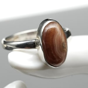 Enlarged Picture Natural Banded Agate Ring, Ring, Gemstone Jewelry, 925 Sterling Silver Ring, Mother&#39;s Day Gift, Gift For her, Jewelry