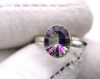 Enlarged Picture Rainbow Mystic Ring, 925 Sterling Silver Ring, Mystic Topaz Ting, Topaz Silver Ring, Gift For her, Mother's Day Gift, Topaz
