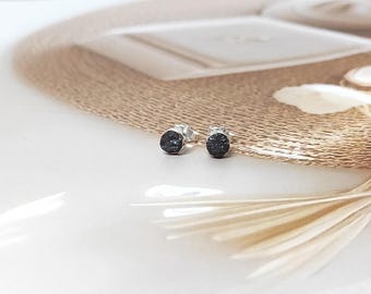 Amazing Natural Black Raw Diamond Stud Earrings, Rough diamond earrings, Uncut diamond, jewelry, 925 Sterling Silver Studs, Studs, Earrings