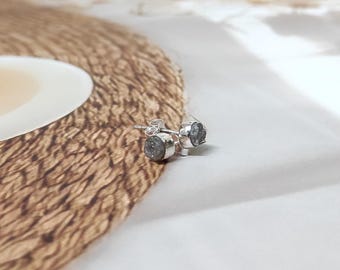 Amazing Natural Gray Raw Diamond Stud Earrings, Rough diamond earrings, Uncut diamond, jewelry, 925 Sterling Silver Studs, Studs, Earrings