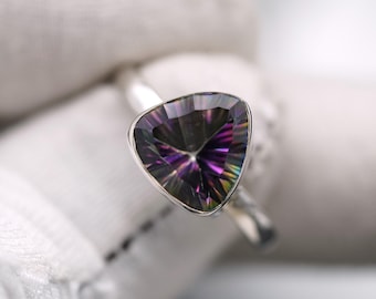 Enlarged Picture Rainbow Mystic Ring, 925 Sterling Silver Ring, Mystic Topaz Ting, Topaz Silver Ring, Gift For her, Mother's Day Gift
