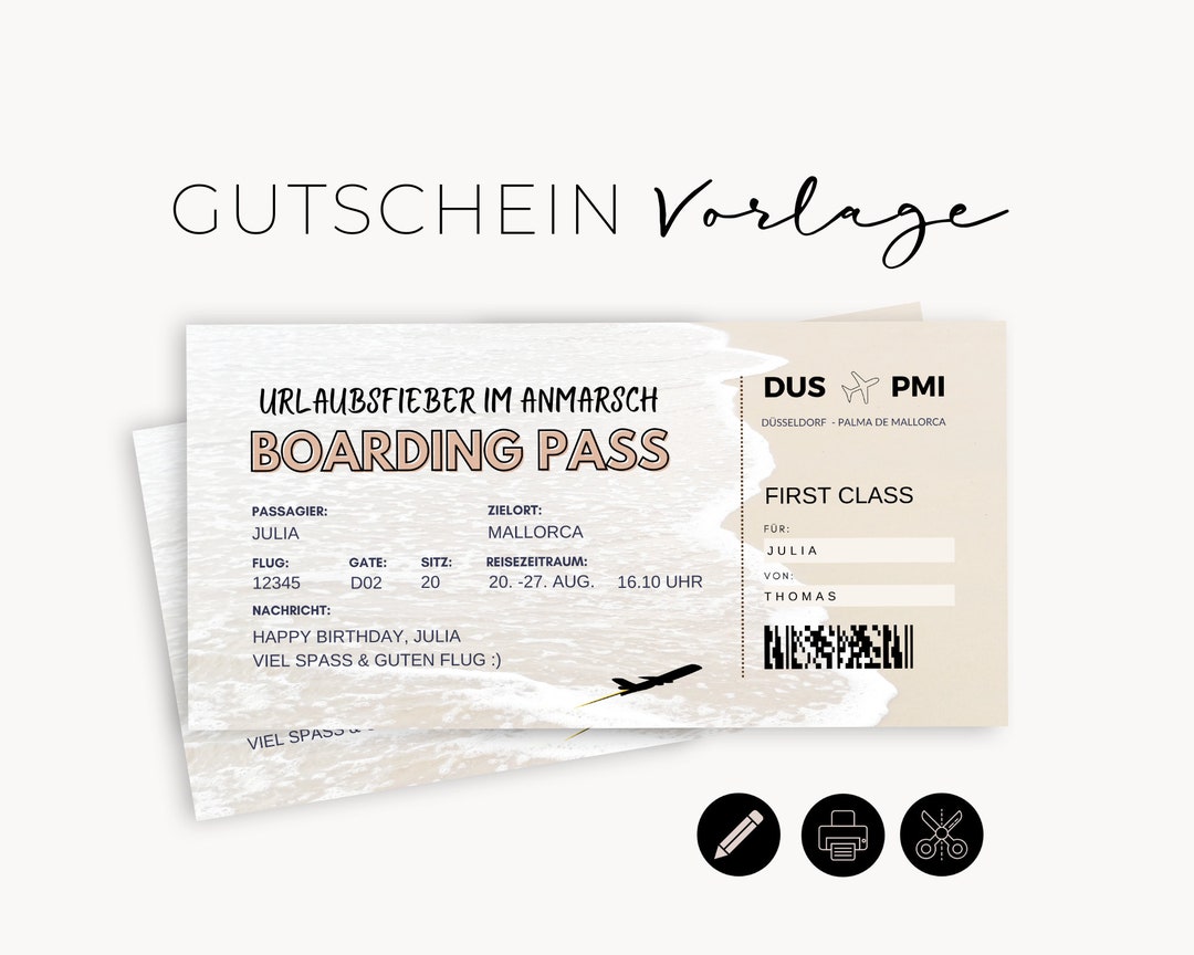 Flugticket Vorlage Boarding Pass Zum Ausdrucken Überraschungsreise