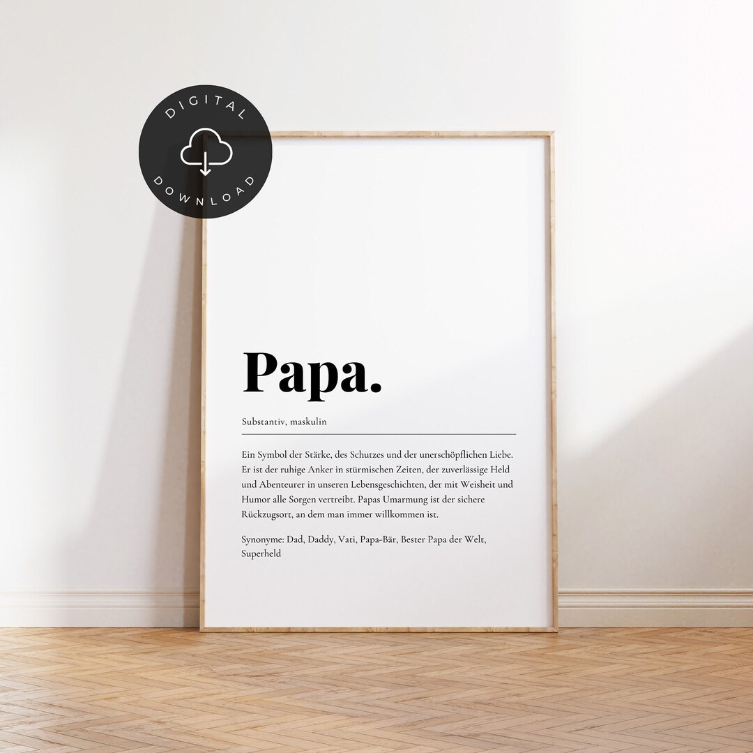 Papa Definition Poster Zum Ausdrucken Geschenk Papa Bedeutung Papa