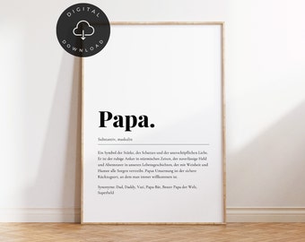 Papa Definition Poster zum Ausdrucken | Geschenk Papa | Bedeutung Papa Poster | Deko Papa 1006