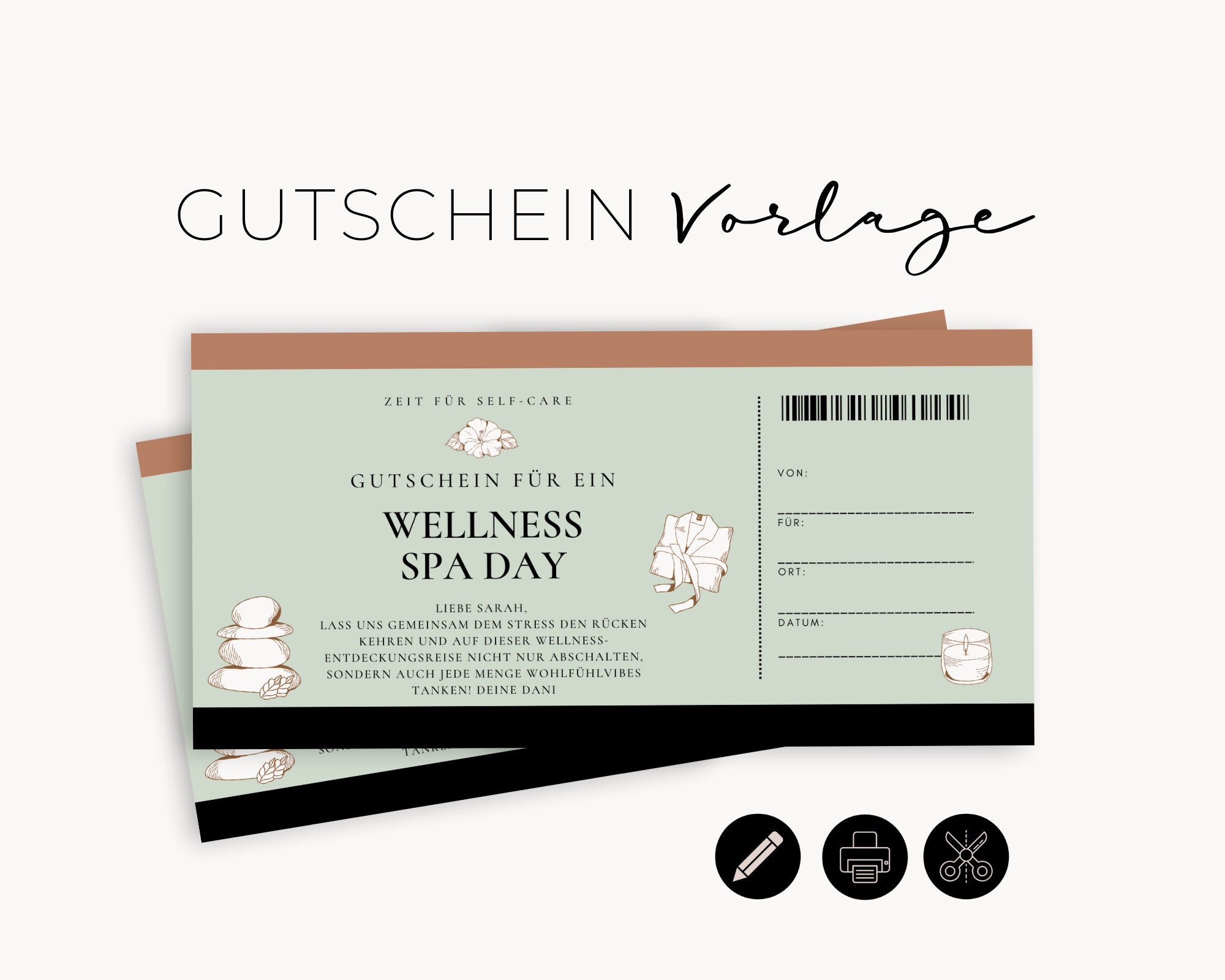 Druckvorlage Gutschein Vorlage Wellness Ausdrucken Kostenlos Digitale Gutschein Vorlage Spa Wellness Tag Freundin Geschenkgutschein