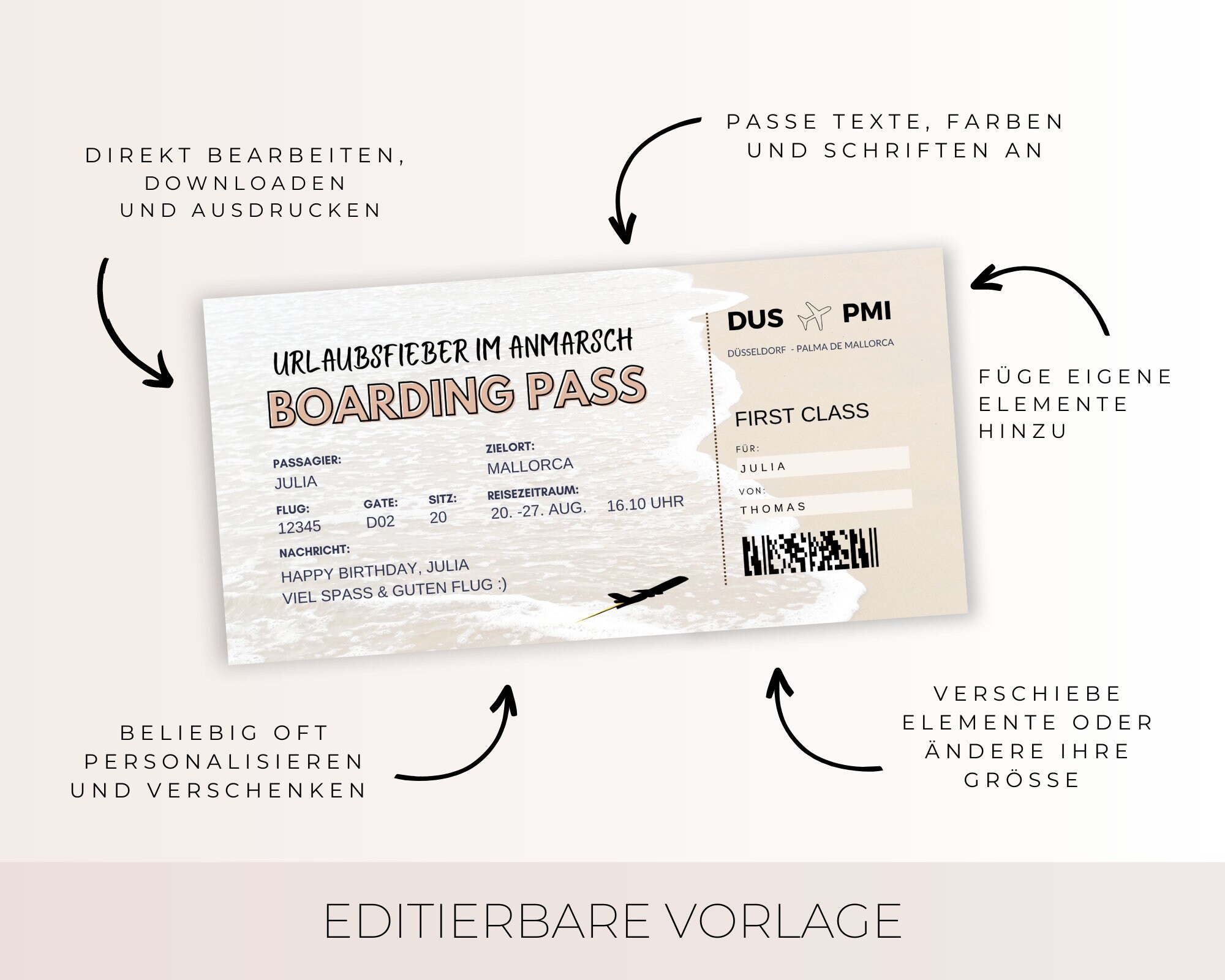 Produktbild von Boarding Pass Geschenk 3 Flugticket Rubbelkarten - Lustige Geschenkidee Für Reisefans! Reise Geschenkverpackung