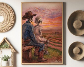 Couple Love Poster, Romantic Western Art (Digital Download)