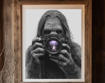 Sasquatch Photography Art Print, retro Bigfoot-foto (digitale download)