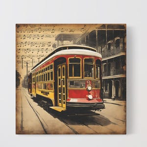 New Orleans Streetcar Art Canvas Garden District Inspired Wall Decor Big Easy New Orleans Wall Art NOLA French Quarter Street Art