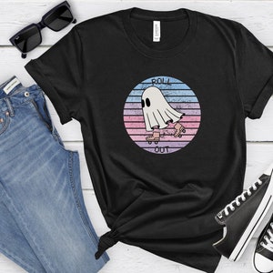 Halloween Shirt Retro Halloween Skater Shirt Halloween Ghost Roller Skating Shirt Cute Retro Halloween Skater Gift Ghost Shirt Gift for Her
